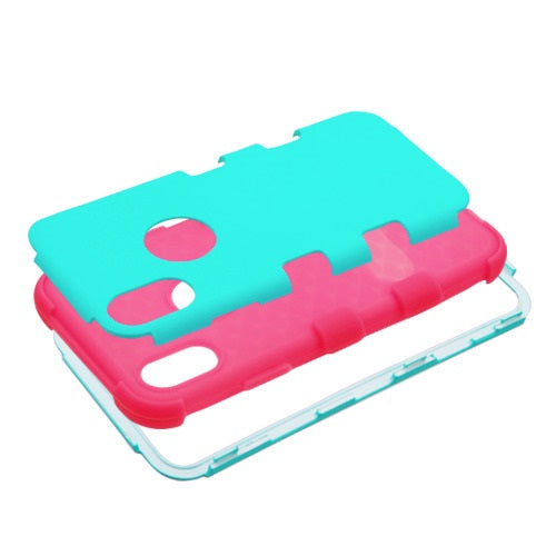 MyBat TUFF Series Case for Apple iPhone XS/X - Rubberized Teal Green / Electric Pink - IPHONEXHPCTUFFSO048WP-3.jpg