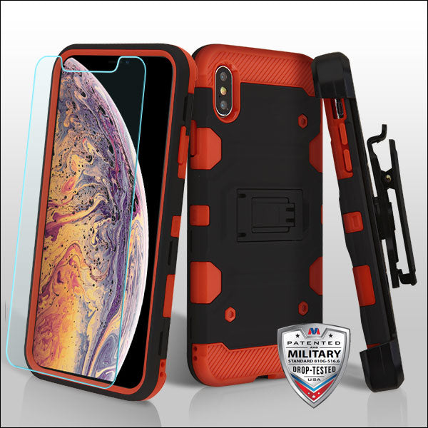 MyBat 3-in-1 Storm Tank Hybrid Protector Cover Combo (with Black Holster) for Apple iPhone XS Max - Black / Red - IPXSMAXHPCSTKCMB002WP-1.jpg