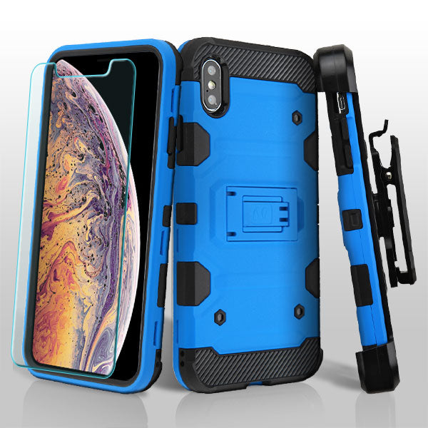 MyBat 3-in-1 Storm Tank Hybrid Protector Cover Combo (with Black Holster) for Apple iPhone XS Max - Blue / Black - IPXSMAXHPCSTKCMB006WP-2.jpg