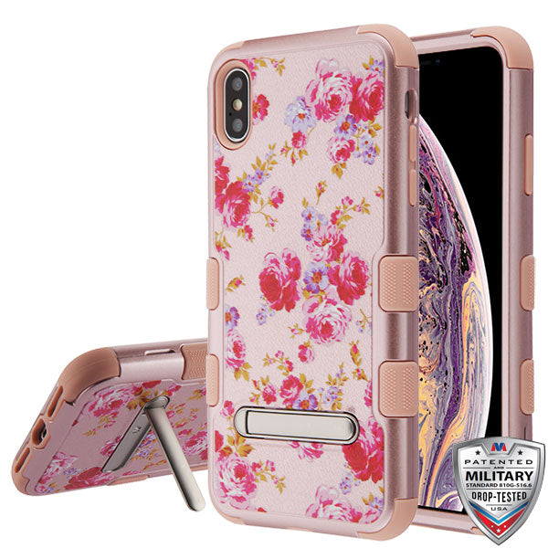 MyBat TUFF Series Case (with Magnetic Metal Stand) for Apple iPhone XS Max - Vintage Rose Bush Textured Rose Gold / Rose Gold - IPXSMAXHPCTUFFIM3504WP-1.jpg