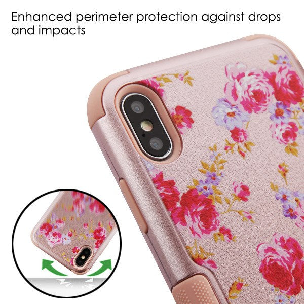 MyBat TUFF Series Case (with Magnetic Metal Stand) for Apple iPhone XS Max - Vintage Rose Bush Textured Rose Gold / Rose Gold - IPXSMAXHPCTUFFIM3504WP-5.jpg