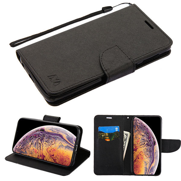 MyBat Liner MyJacket Wallet Crossgrain Series for Apple iPhone XS Max - Black Pattern / Black - IPXSMAXMYJK84AWP-1.jpg