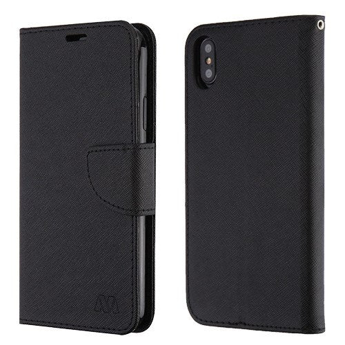MyBat Liner MyJacket Wallet Crossgrain Series for Apple iPhone XS Max - Black Pattern / Black - IPXSMAXMYJK84AWP-5.jpg
