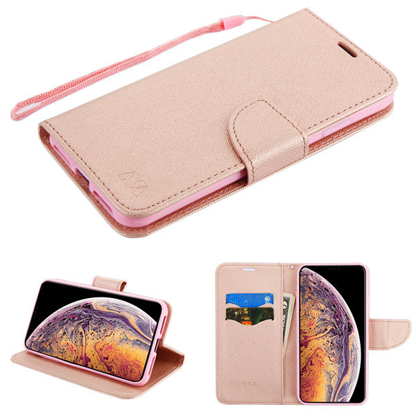 MyBat Liner MyJacket Wallet Crossgrain Series for Apple iPhone XS Max - Rose Gold Pattern / Rose Gold - IPXSMAXMYJK84GWP-1.jpg