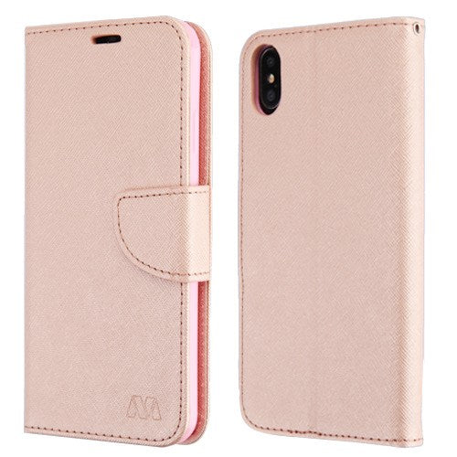 MyBat Liner MyJacket Wallet Crossgrain Series for Apple iPhone XS Max - Rose Gold Pattern / Rose Gold - IPXSMAXMYJK84GWP-5.jpg