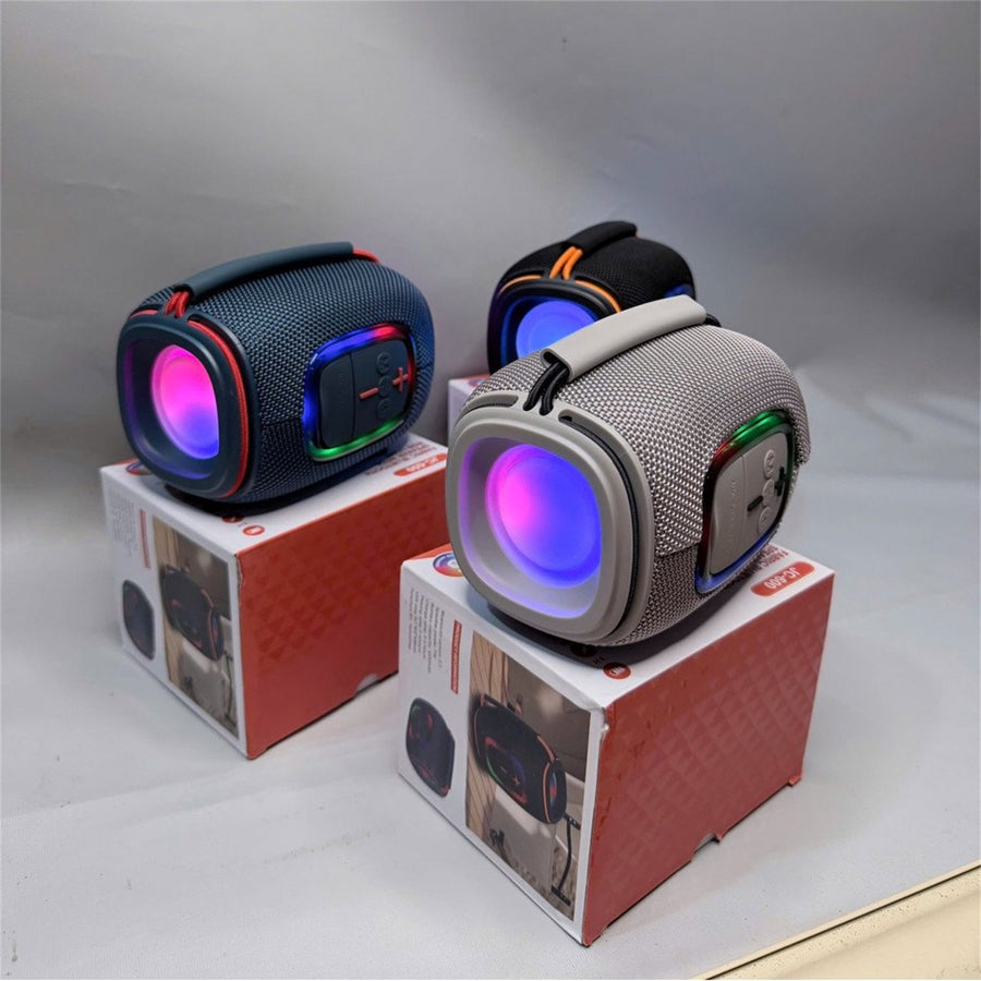 Bluetooth Drum-Style Speaker with LED Lights and FM Radio, Portable, Loud Sound JC600 - Gray - JC600-SPEAKER-GRAY-5.jpg
