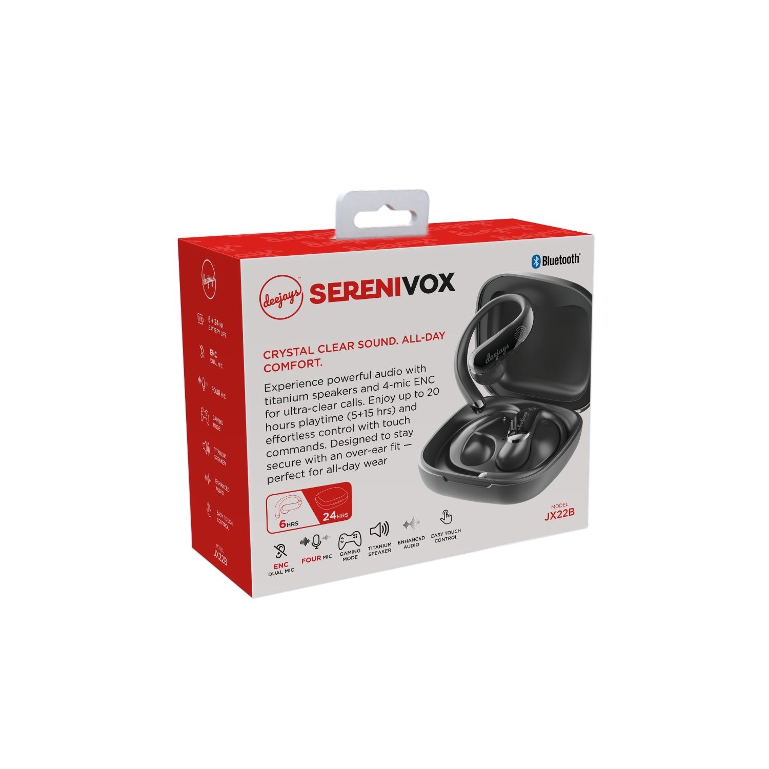 Deejays JX22 SereniVox Bluetooth Earbuds White - Black - JX22B-2.jpg