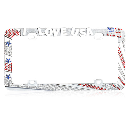 Valor Glamorous "I LOVE USA" Design with Contours of Red and White Crystals Design Metal Frame with Crystals - LPF2HC004RAW-1.jpg