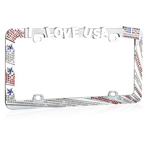 Valor Glamorous "I LOVE USA" Design with Contours of Red and White Crystals Design Metal Frame with Crystals - LPF2HC004RAW-3.jpg