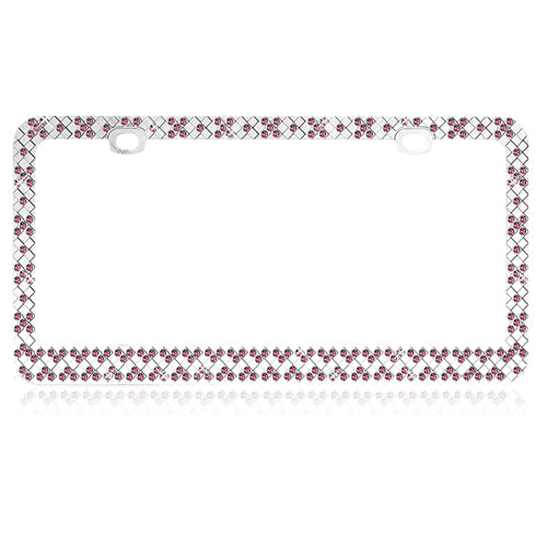 Valor Lavish Chrome Metal Checkers with Blend of Sparkling Pink Crystals Design Metal Frame with Crystals - LPF2HC007PNK-1.jpg