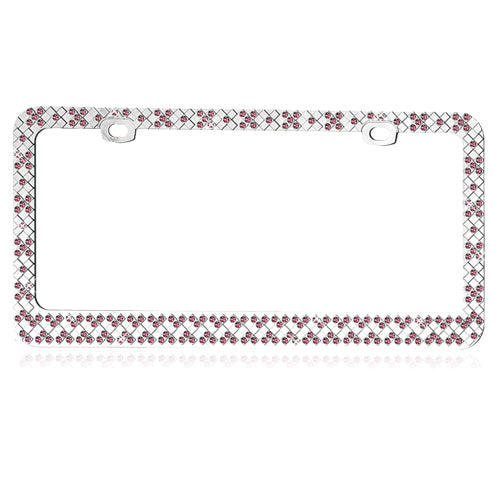 Valor Lavish Chrome Metal Checkers with Blend of Sparkling Pink Crystals Design Metal Frame with Crystals - LPF2HC007PNK-2.jpg