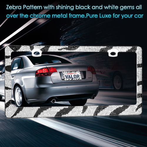 Valor Zebra Pattern with Shining Black and White Crystals Chrome Metal Frame - LPF3EC029WBK-2.jpg