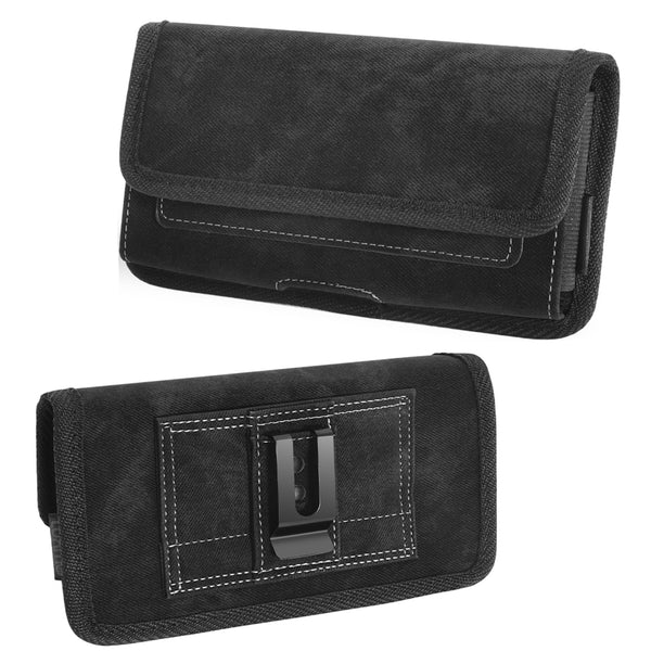 LUXMO LARGE SIZE HORIZONTAL UNIVERSAL SPECIAL FABRIC POUCH WITH DUAL CARD SLOTS - BLACK DENIM FABRIC - LPLGGF-EUH3-INK-1.jpg
