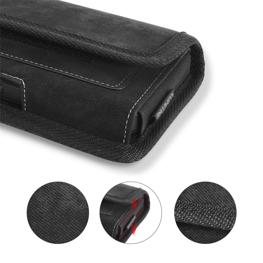 LUXMO LARGE SIZE HORIZONTAL UNIVERSAL SPECIAL FABRIC POUCH WITH DUAL CARD SLOTS - BLACK DENIM FABRIC - LPLGGF-EUH3-INK-3.jpg