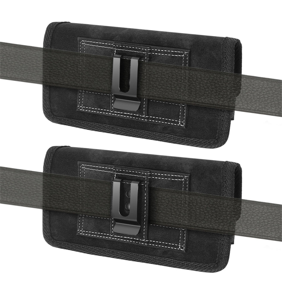LUXMO LARGE SIZE HORIZONTAL UNIVERSAL SPECIAL FABRIC POUCH WITH DUAL CARD SLOTS - BLACK DENIM FABRIC - LPLGGF-EUH3-INK-5.jpg
