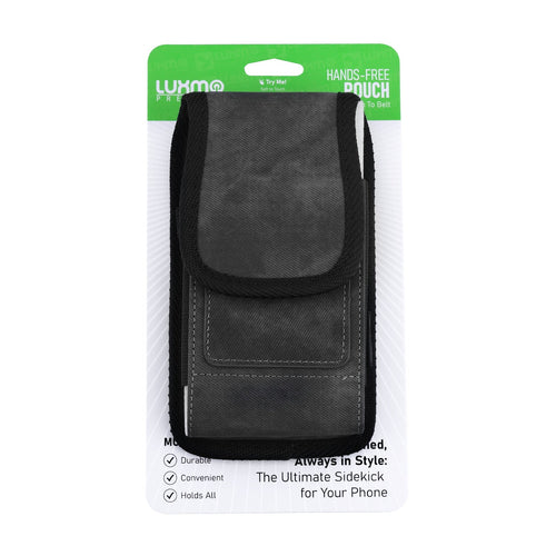 LUXMO Large Horizontal Universal Pouch w/ Dual Card Slots - Dark Denim Fabric (Retail Packaging)