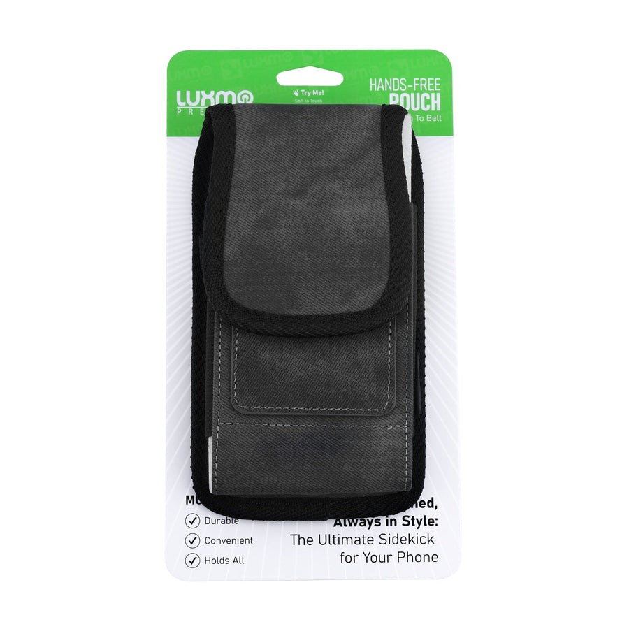 LUXMO Large Horizontal Universal Pouch w/ Dual Card Slots - Dark Denim Fabric (Retail Packaging)