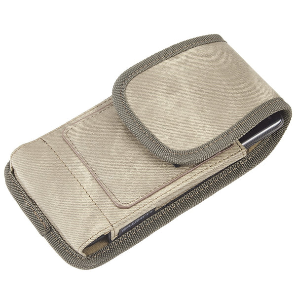 LUXMO Large Horizontal Universal Special Fabric Pouch w/ Dual Card Slots - Light Brown Denim Fabric - LPLGGF-EUV3-BR-6.jpg