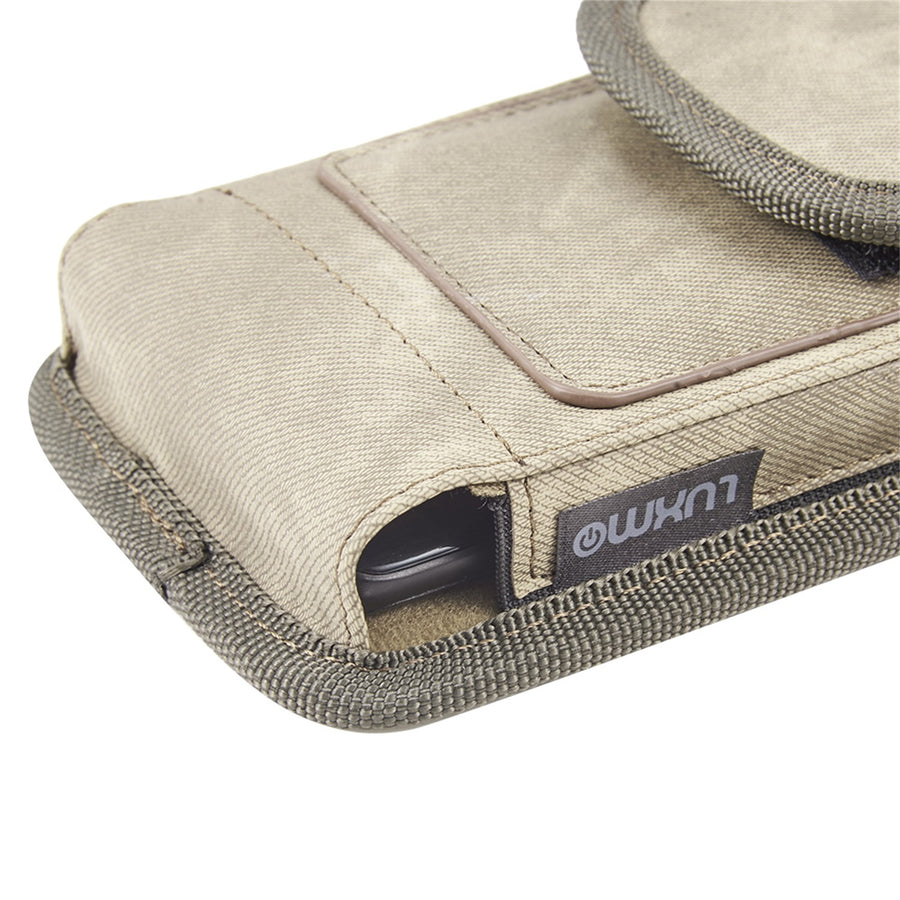LUXMO Large Horizontal Universal Special Fabric Pouch w/ Dual Card Slots - Light Brown Denim Fabric - LPLGGF-EUV3-BR-7.jpg