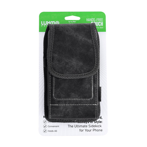 LUXMO Large Horizontal Universal Pouch w/ Dual Card Slots - Black Denim Fabric (Retail Packaging) - LPLGGF-EUV3-INK-C-2.jpg