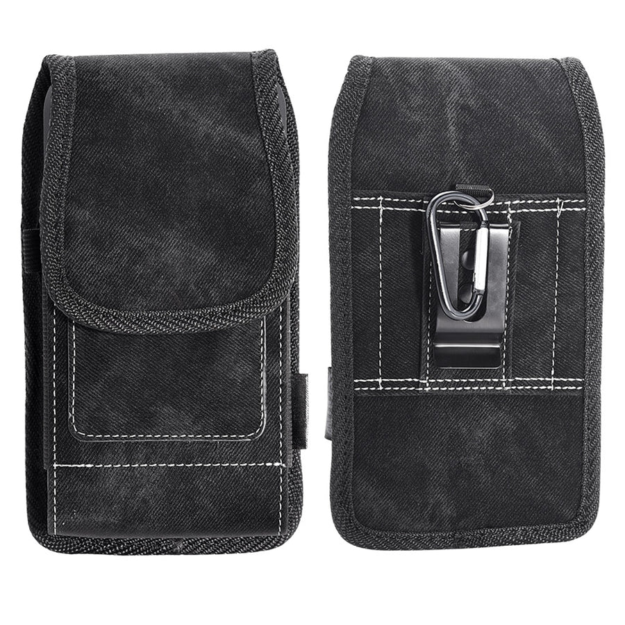 LUXMO Large Horizontal Universal Pouch w/ Dual Card Slots - Black Denim Fabric (Retail Packaging) - LPLGGF-EUV3-INK-C-3.jpg