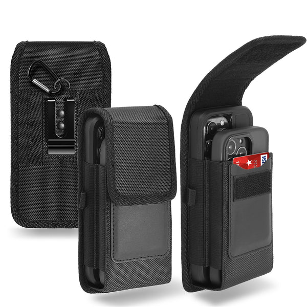 LUXMO Large Vertical Universal Dual Phone Slot Nylon Pouch w/ Credit Card Slot - Black - LPLGGF-EUV6-BK-1.jpg