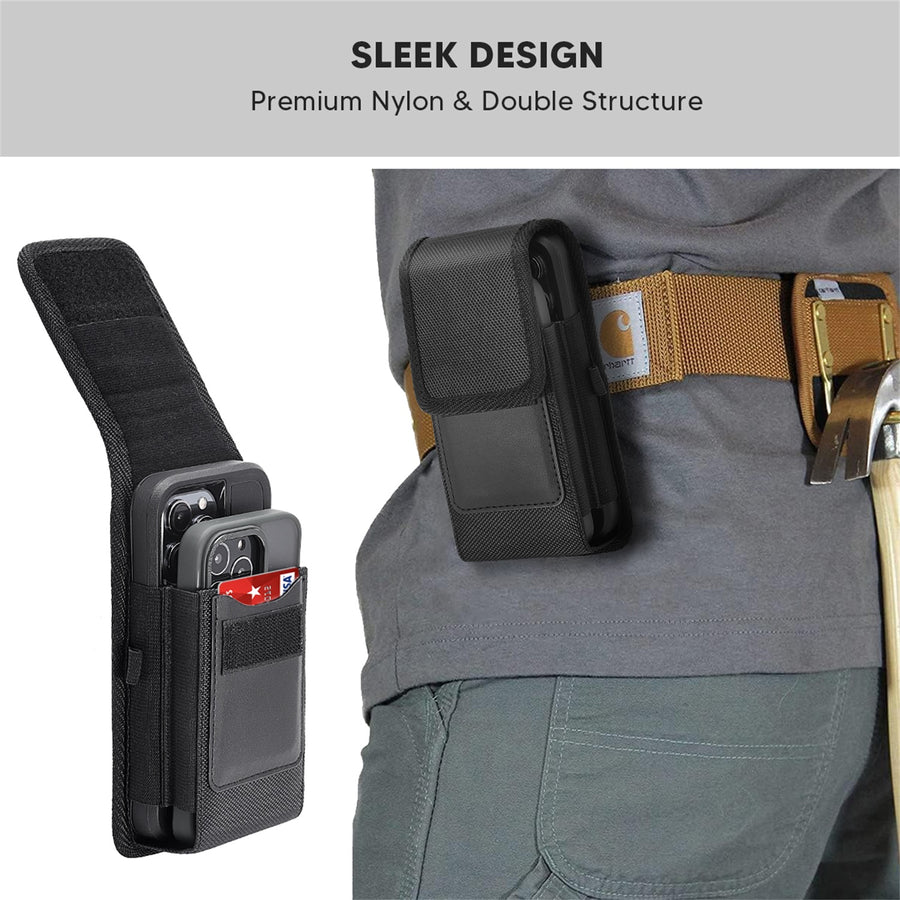 LUXMO Large Vertical Universal Dual Phone Slot Nylon Pouch w/ Credit Card Slot - Black - LPLGGF-EUV6-BK-6.jpg