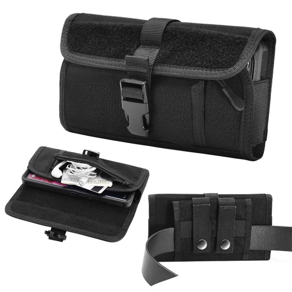 LUXMO Large Horizontal Universal Nylon Pouch w/ Large Front Zipper Compartment - Black - LPLGGF-LU43-HBK-1.jpg