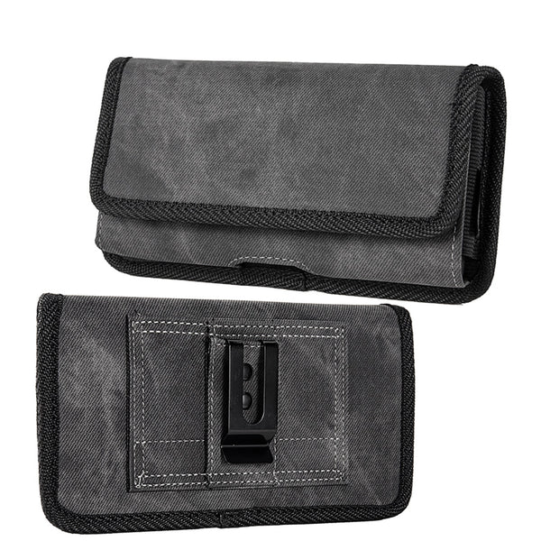 LUXMO Extra Large Horizontal Universal Pouch w/ Dual Card Slots - Dark Denim Fabric - LPOTX-EUH3-BK-1.jpg