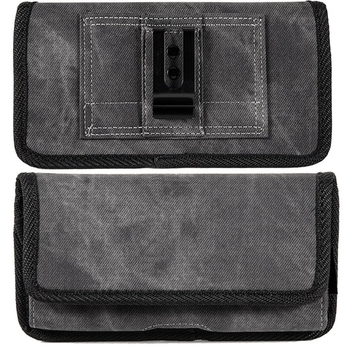 LUXMO Extra Large Horizontal Universal Pouch w/ Dual Card Slots - Dark Denim Fabric - LPOTX-EUH3-BK-2.jpg