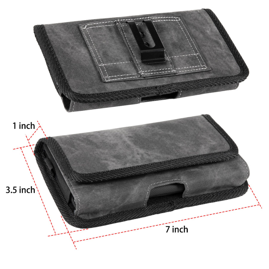 LUXMO Extra Large Horizontal Universal Pouch w/ Dual Card Slots - Dark Denim Fabric - LPOTX-EUH3-BK-3.jpg