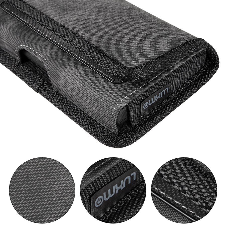 LUXMO Extra Large Horizontal Universal Pouch w/ Dual Card Slots - Dark Denim Fabric - LPOTX-EUH3-BK-6.jpg