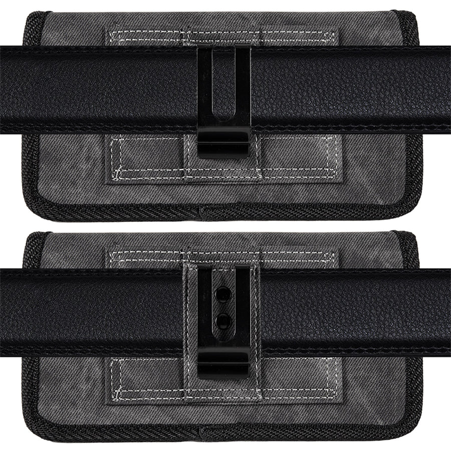 LUXMO Extra Large Horizontal Universal Pouch w/ Dual Card Slots - Dark Denim Fabric - LPOTX-EUH3-BK-7.jpg