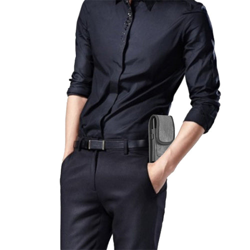 LUXMO Extra Large Horizontal Universal Pouch w/ Dual Card Slots - Dark Denim Fabric