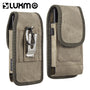 LUXMO Extra Large Horizontal Universal Pouch w/ Dual Card Slots - Light Brown Denim Fabric