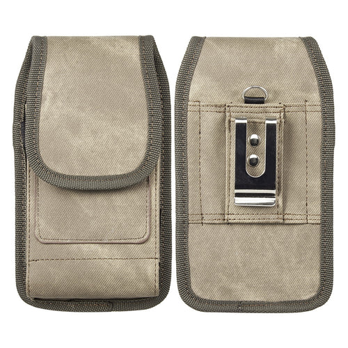 LUXMO Extra Large Horizontal Universal Pouch w/ Dual Card Slots - Light Brown Denim Fabric - LPOTX-EUV3-BR-2.jpg