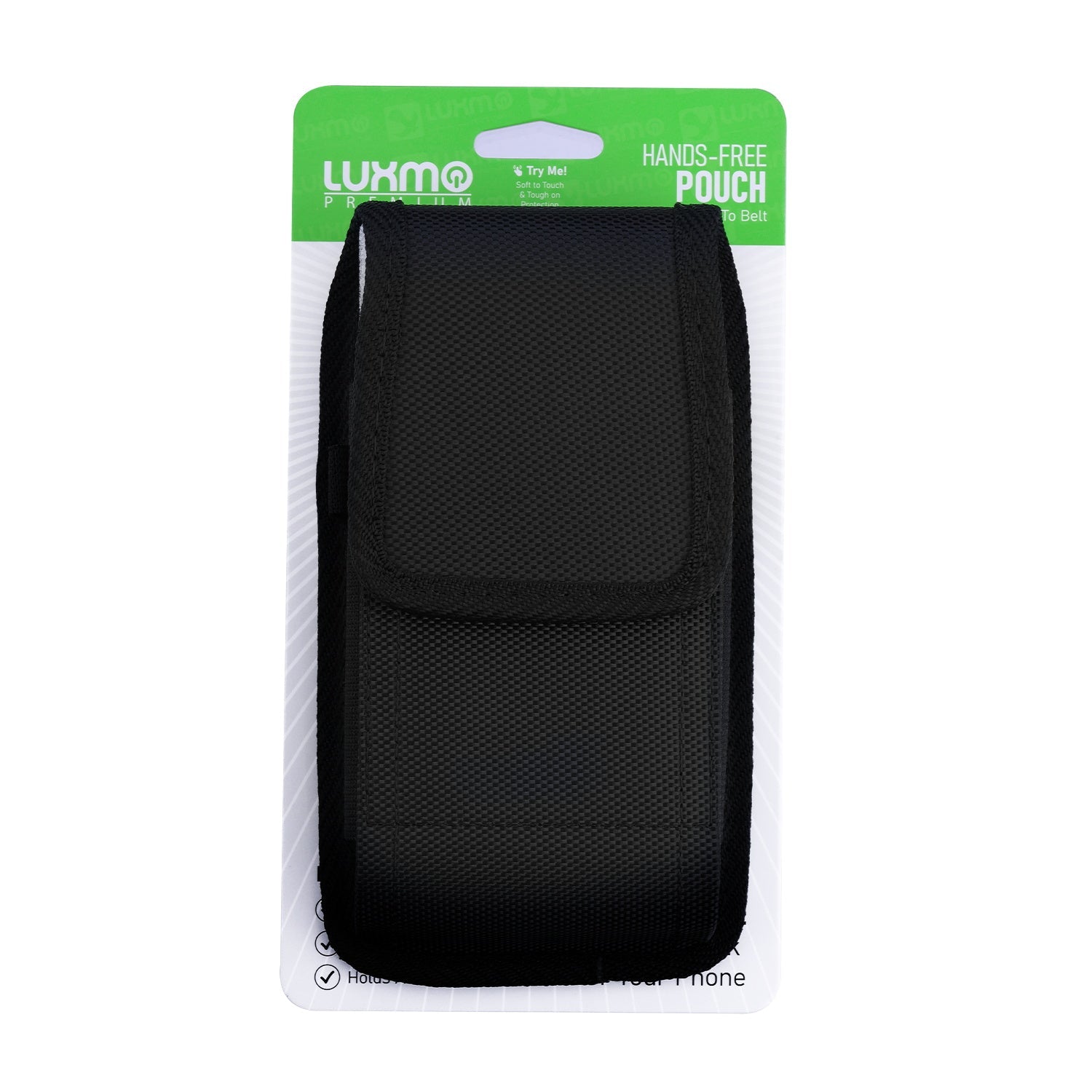 LUXMO Medium Vertical Universal Nylon Pouch - Black (Retail Packaging)