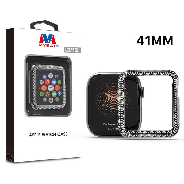 MyBat Apple Watch Case (with Diamonds) for Apple Watch Series 7 41mm/Watch Series 9 41mm / Watch Series 8 41mm - Electroplated Black - MAPWH41CSFSSC031-1.jpg