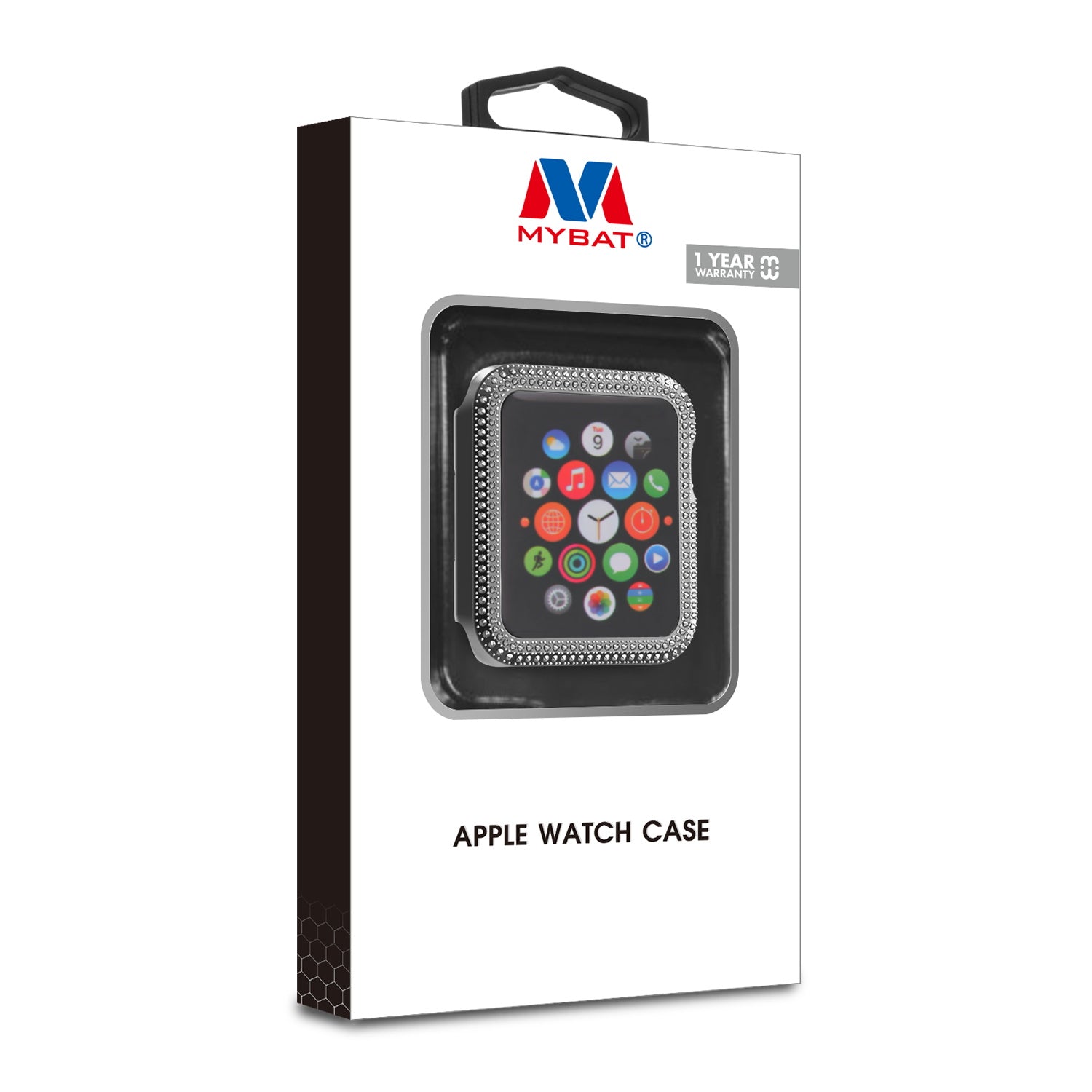 MyBat Apple Watch Case (with Diamonds) for Apple Watch Series 7 41mm/Watch Series 9 41mm / Watch Series 8 41mm - Electroplated Black