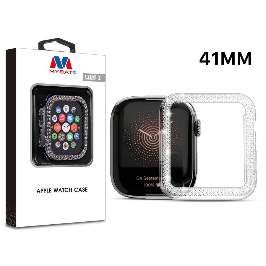 MyBat Apple Watch Case (with Diamonds) for Apple Watch Series 7 41mm/Watch Series 9 41mm / Watch Series 8 41mm - Transparent Clear