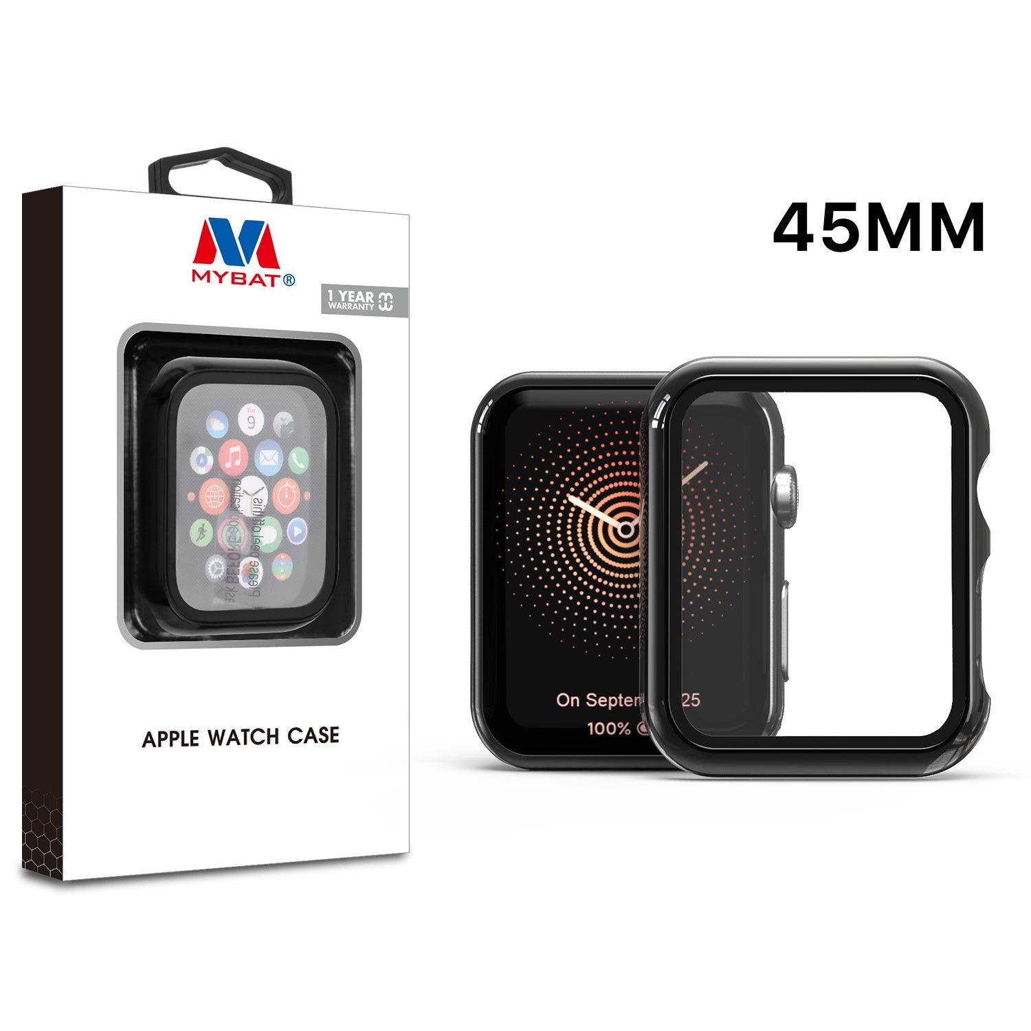 MyBat Fusion Protector Case for Apple Watch Series 7 45mm/Watch Series 9 45mm / Watch Series 8 45mm - Electroplated Black
