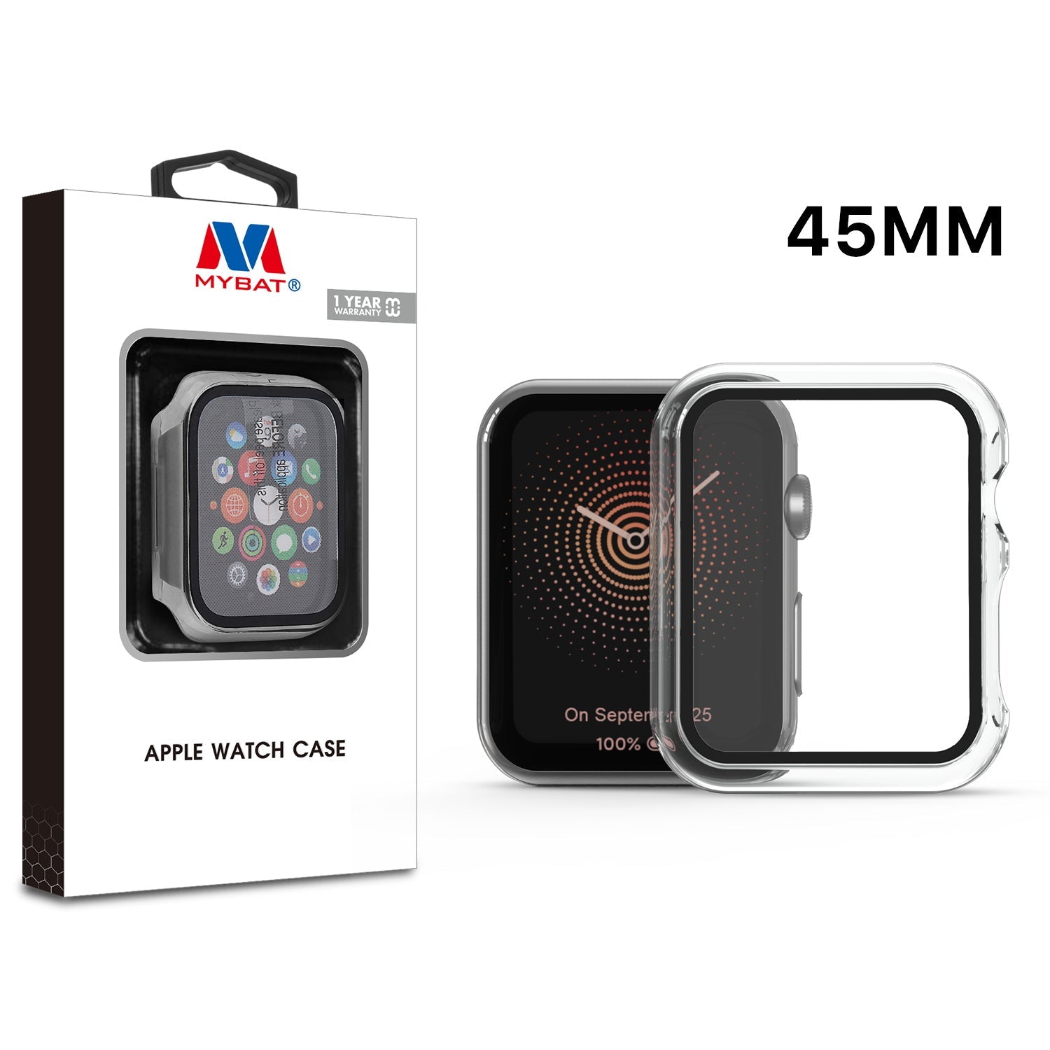 MyBat Fusion Protector Case for Apple Watch Series 7 45mm/Watch Series 9 45mm / Watch Series 8 45mm - Transparent Clear