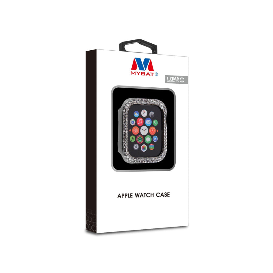 MyBat Apple Watch Case (with Diamonds) for Apple Watch Series 7 45mm/Watch Series 9 45mm / Watch Series 8 45mm - Electroplated Silver