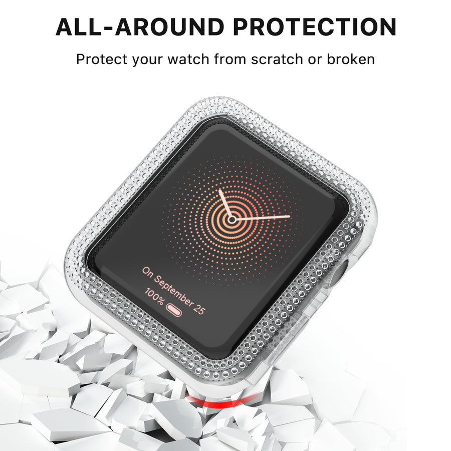MyBat Apple Watch Case (with Diamonds) for Apple Watch Series 7 45mm/Watch Series 9 45mm / Watch Series 8 45mm - Transparent Clear - MAPWH45CSFSSC034-4.jpg