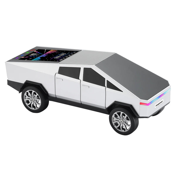 MaxPower Tesla cyber truck style Bluetooth Speaker with front flashing LED Lights and Back Light Up Panel - Silver - MC580-SL-1.jpg