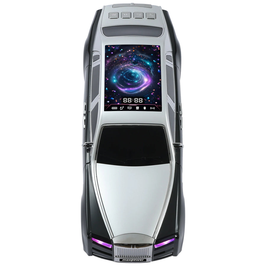 MaxPower Bluetooth Car speaker with front flashing LED lights and top LED light panel with dancing lights - Black - MC610-BK-3.JPG