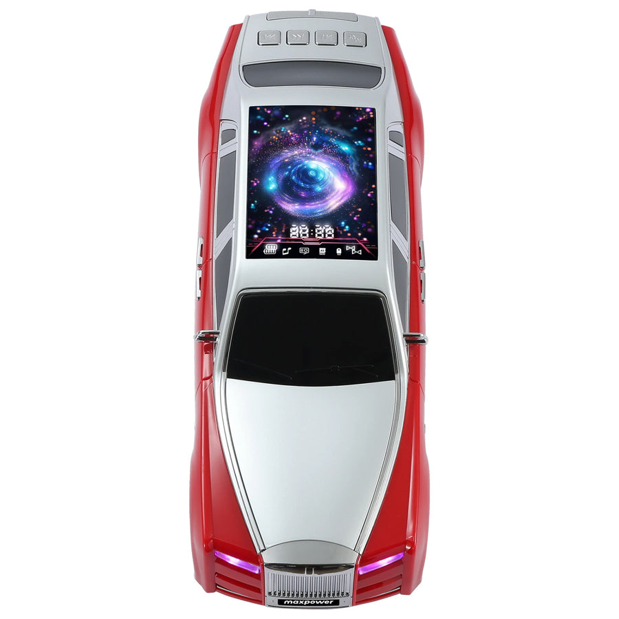 MaxPower Bluetooth Car speaker with front flashing LED lights and top LED light panel with dancing lights -Red - MC610-RD-4.JPG