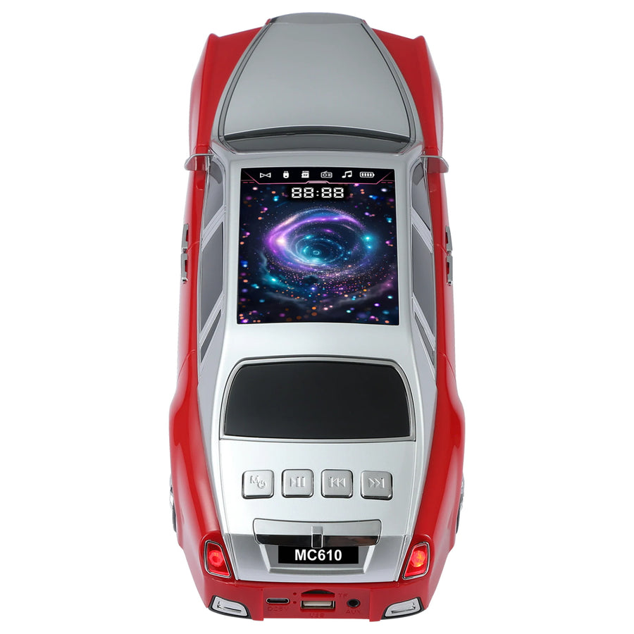 MaxPower Bluetooth Car speaker with front flashing LED lights and top LED light panel with dancing lights -Red - MC610-RD-5.JPG