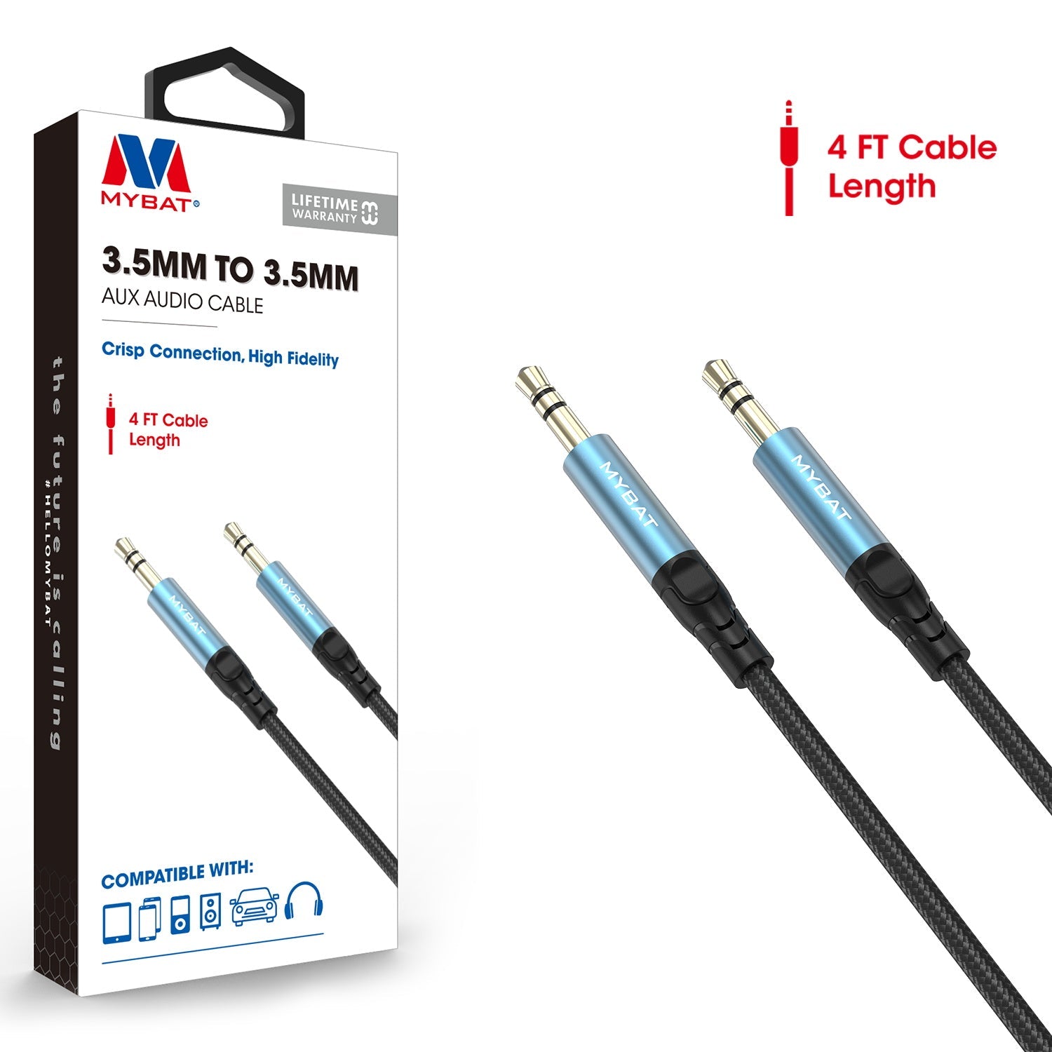 MyBat 3.5mm Male to 3.5mm Male Audio Cable - 4FT - Black