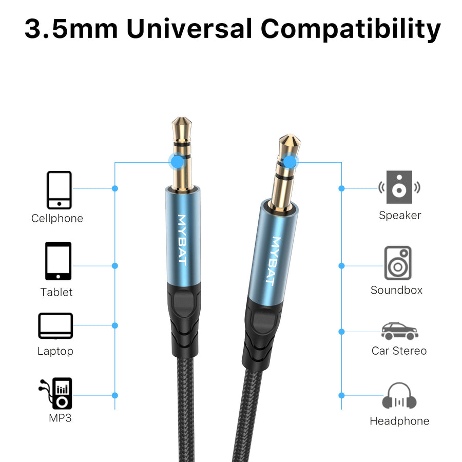 MyBat 3.5mm Male to 3.5mm Male Audio Cable - 4FT - Black - MCB33MO08B12-3.jpg